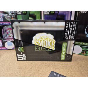 Smokezilla Lit Tray Light-Up Rechargeable Rolling Tray With Green & White Smokzi